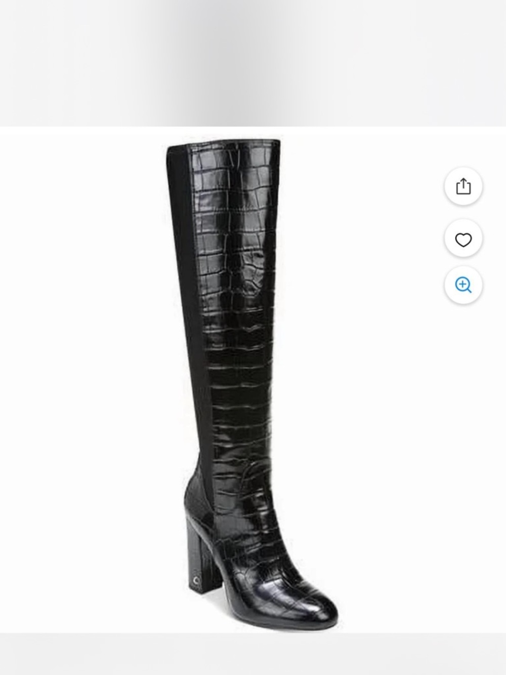 Circus by Sam Edelman Black Croc-Embossed Knee high Block Heel Boots